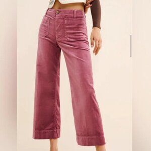Maeve The Colette Cropped Wide Leg Velvet in Mauve - size 29